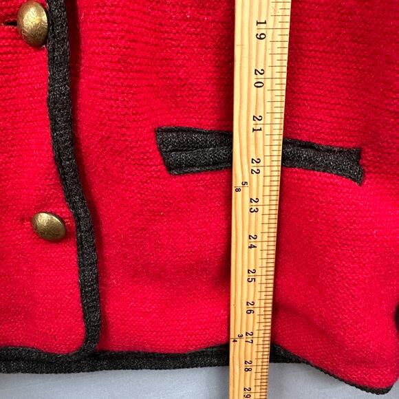 VTG 60s Wool Blazer Sweater Cardigan M/L Red Lined Mod Holiday Academia Granny - Picture 10 of 15
